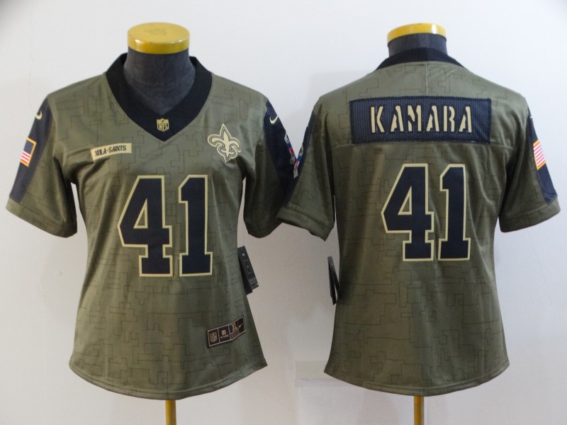 2021 Women New Orleans Saints 41 Kamara Nike Olive Salute To Service Limited NFL jersey